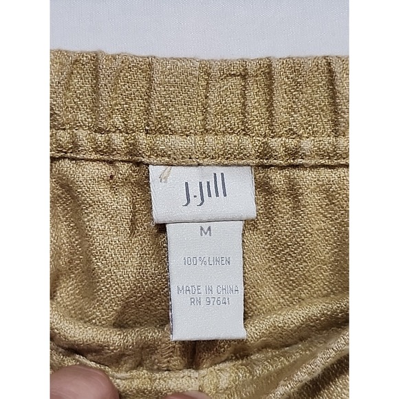 J. Jill Linen Pants‎ Womens Medium Khaki, 27 Inseam Wide Leg Boho Elastic Waist - Picture 8 of 16